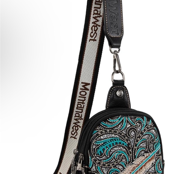 Montana West Black and Teal Embroidered Crossbody Bag - Picture 5 of 6